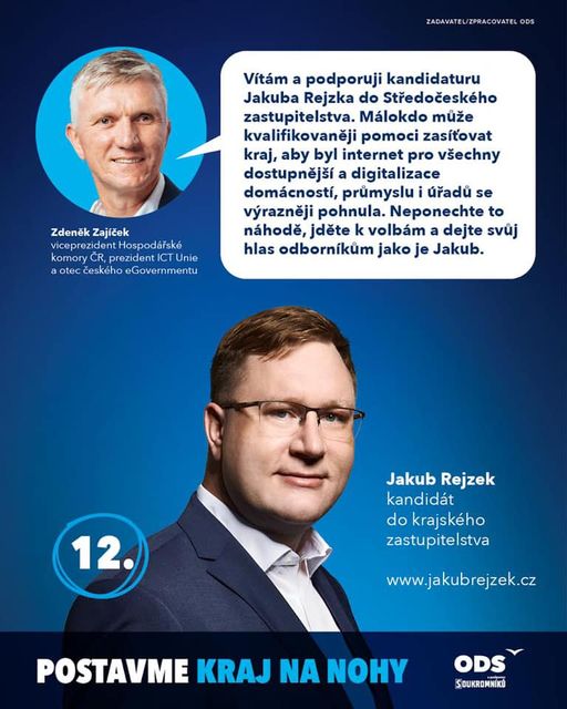 Zdeněk Zajíček podporuje Jakuba Rejzka